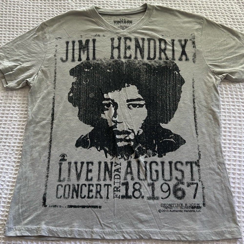 Jimi Hendrix Live In Concert Men’s Tshirt A10 Vintage